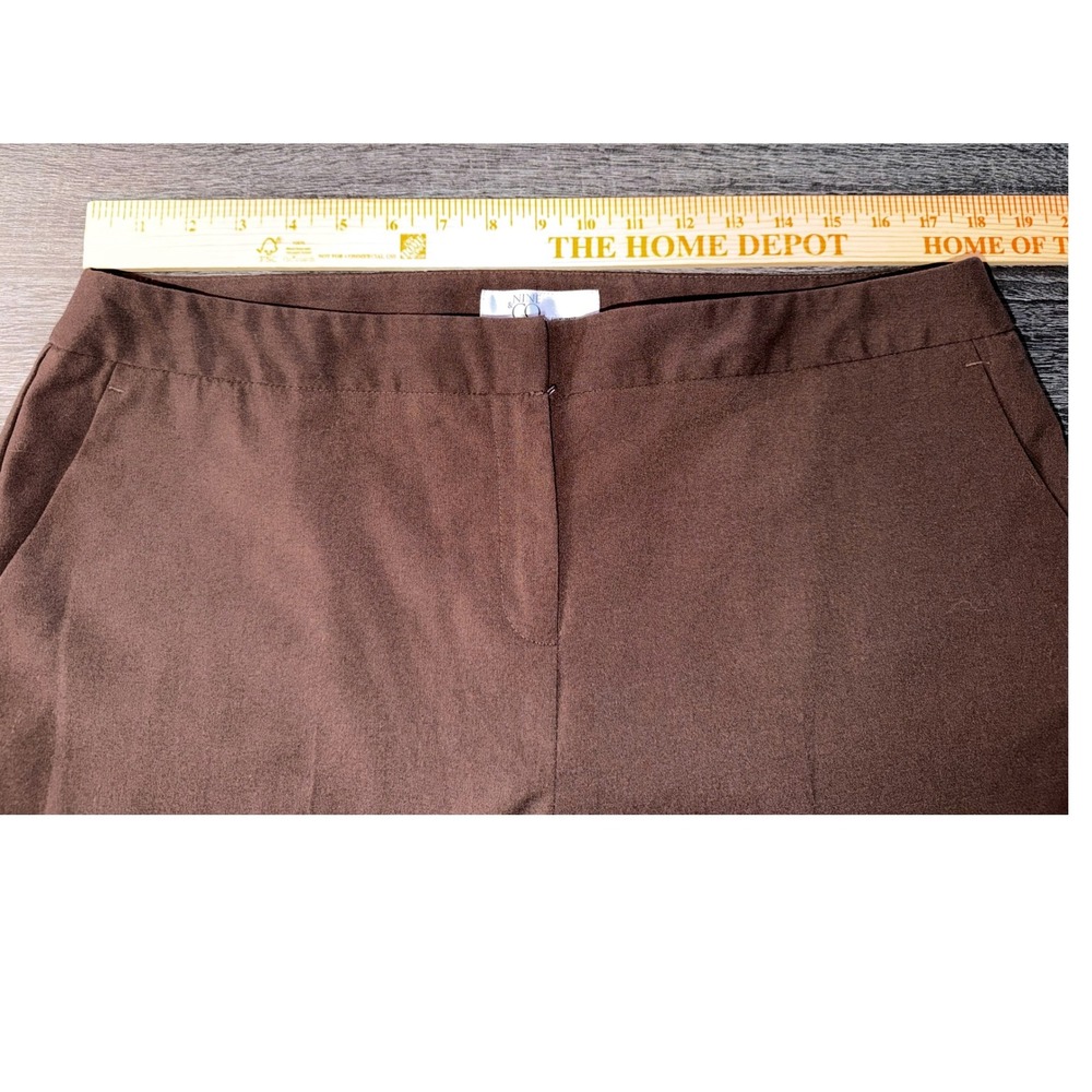 Nine & Co by‎ Nine West Womens 16 Brown Cropped Pants Button Hem Stretch - Picture 4 of 5